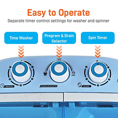 Pure Clean 2-in-1 Portable Washer & Dryer Combo, Mini Washing Machine with Spin Cycle, Compact Twin Tub Laundry Unit 7.7 lbs. Capacity – Perfect for Dorms, Apartments, RVs by Pyle - Used condition - Image 3