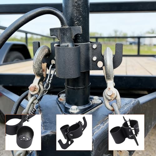 Trailer Chain Organizer, Hitch Holder, Heavy Duty Aluminum Alloy 7 Way Plug Holder for RV Trailer Towing Accessory Secure Chain Management - 2