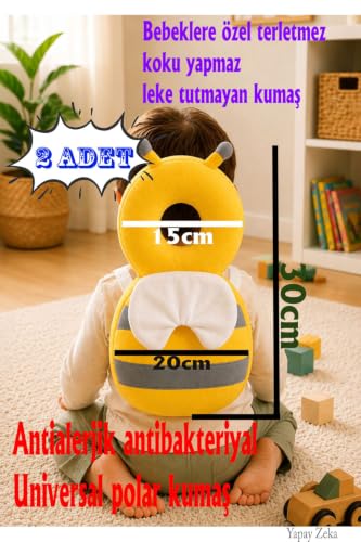 Düşme Önleyici Sırt Koruyucu (Sarı-Gri) 2 Adet, Bebek Baş Koruma Yastığı Arı Modeli ve İlk Adımlar için