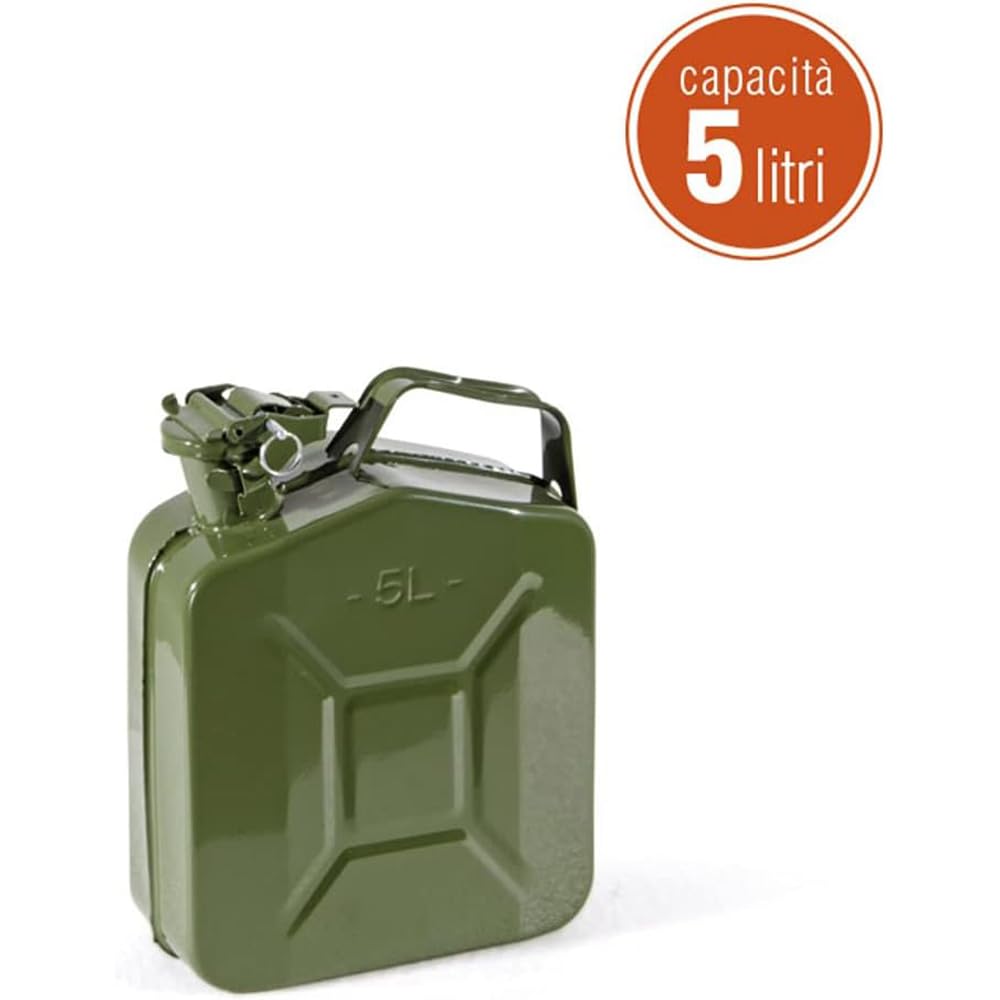TANICA CARBURANTE IN METALLO ACCIAIO LAMINATO 5 LT VERDE OMOLOGATA VERDELOOK