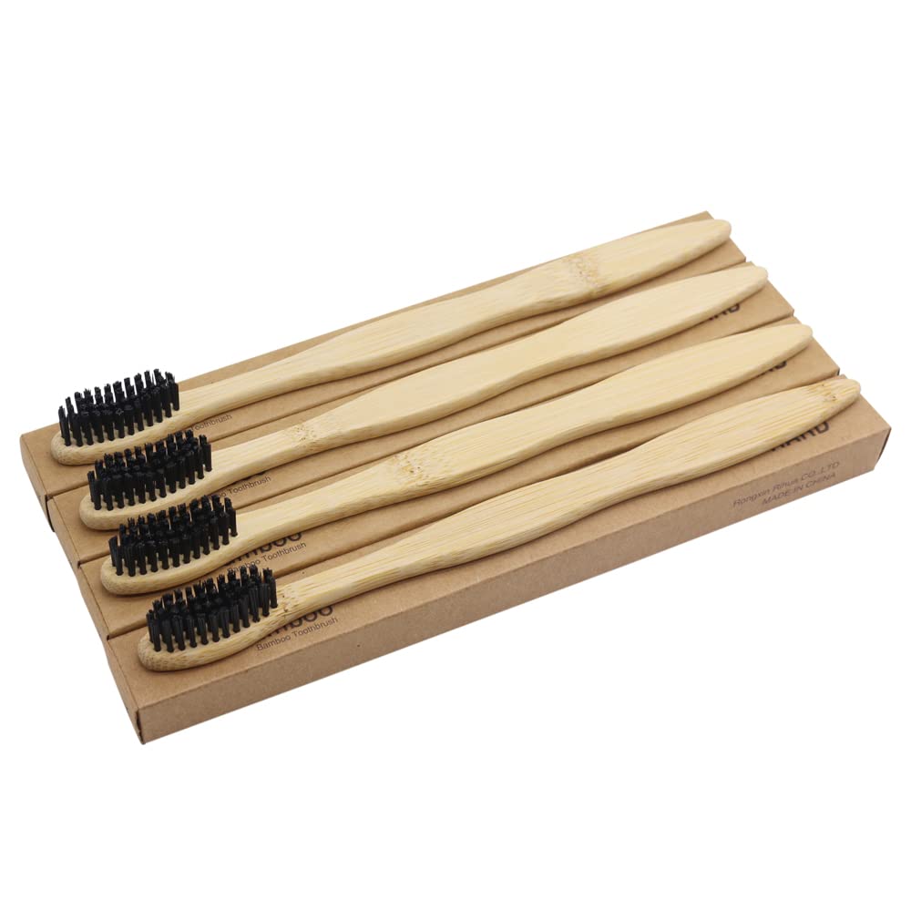 N-amboo Lot de 8 brosses à dents extra dures Bamoo à poils fermes