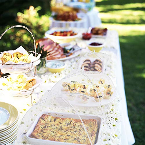 Armear 6 pack Large Pop-Up Mesh Food Cover Tent, 17 Inches Food Protector Covers Reusable and Collapsible Outdoor Picnic Food Covers Tent For Bugs, Parties Picnics, BBQs (White)