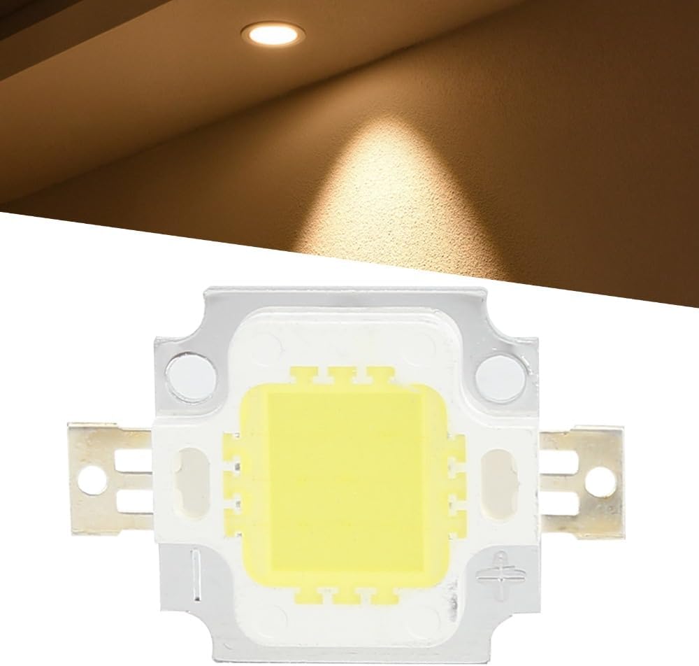 10 Pack COB LED Light Source Chips, 10W 6500K Pure White, 12V 700mA Aluminum COB Lamp Beads for DIY Lighting Repair