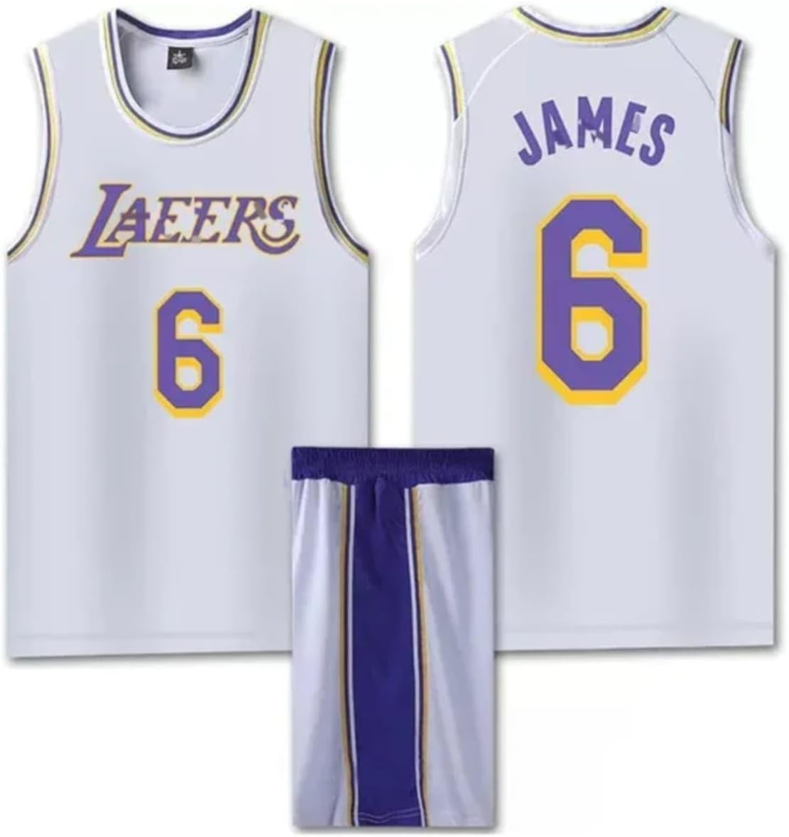 Excel SportsBasketball Jersey No #6 Lebron Sports Basketball Sleeveless Suit, 2-Piece Basketball Performance Tank Top Set Basketball Kids Jersey Vest Shirt+Short.