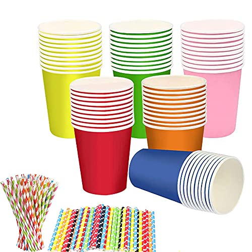 Taza de Papel, 60 Piezas Vasos de Cartón para Llevar , Vasos de Papel para Fiestas, Papel para Hacer Bricolaje Vasos de Cartón para Familia, Restaurante, Fiesta, Fiesta Infantil(Multicolor)