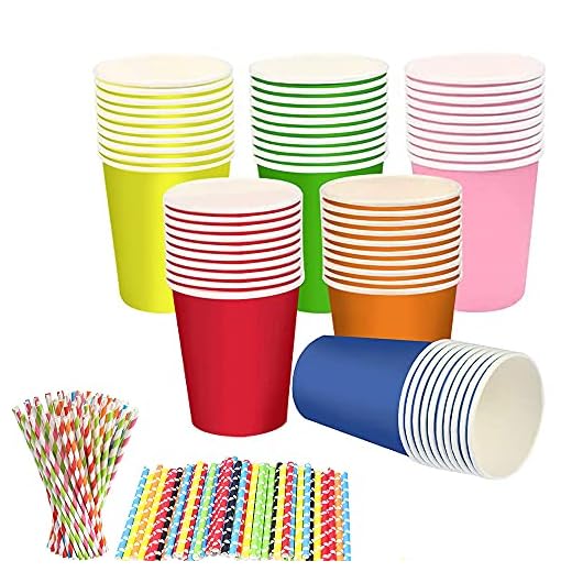 Taza de Papel, 60 Piezas Vasos de Cartón para Llevar , Vasos de Papel para Fiestas, Papel para Hacer Bricolaje Vasos de Cartón para Familia, Restaurante, Fiesta, Fiesta Infantil(Multicolor)