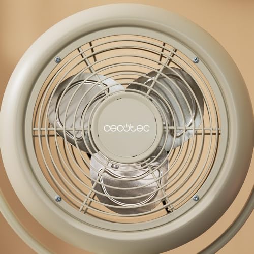 Cecotec Ventilateur de Table EnergySilence 800 RetroDesk Beige, 20W Puissance, Diamètre 20 cm (8"), Inclinaison Réglable, 3 Pales Aérodynamiques, 2 Vitesses, Robuste et Base Stable, Utilisation Facile