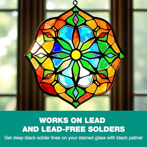 Image of Black Patina for Lead and Solder - 4 oz, Black Patina for Stained Glass Solder - Patina for Stained Glass Solder - Black Patina for Solder - Flux for Stained Glass Soldering - Stained Glass Supply