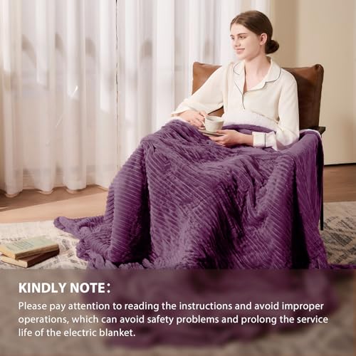 Image of Homemate Electric Heated Blanket King Size - 100 inchx90 inch Heating Blanket King Size Dual Control 1 /2 /4 /6 /8 Hours Auto-Off 10 Heat Level Over-Heat Protection Soft Flannel Sherpa ETL Certification
