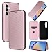 Produktbild Business-Karbonfaser-Handyhülle, kompatibel mit Samsung Galaxy A15, A35, A55, GalaxyA15, SM-A155F, 5G, Klapphülle, Klapphülle (Roségold, Samsung A35 5G)