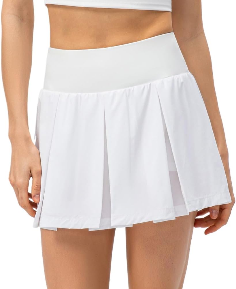 Solid Color Sports Skorts with Pocket, Golf Running Tennis Active Skirts, Women's Activewear