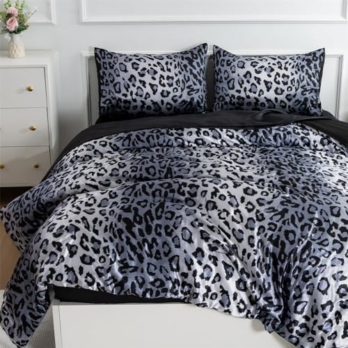 Leopard Print Microfiber Comforter Set - Queen Size Bedding