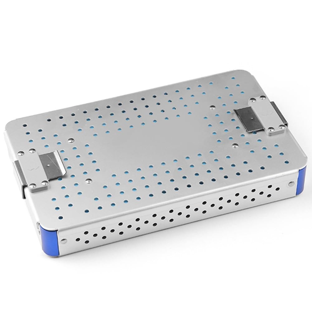 Caja de desinfección de Instrumentos quirúrgicos médicos de Aluminio para Instrumentos quirúrgicos dentales y oculares con tapete de Silicona de 25,5 x 15,5 x 3,5 cm