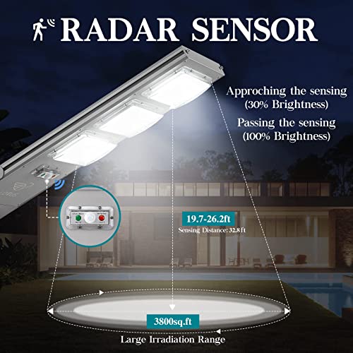 Lovus 1000W Commercial Solar Street Light, Outdoor Solar Flood Light Dusk To Dawn With Remote Control And Motion Sensor For Parking Lot, Highway, Garage, Wall Or Pole Mount, St150-038 #TOP1