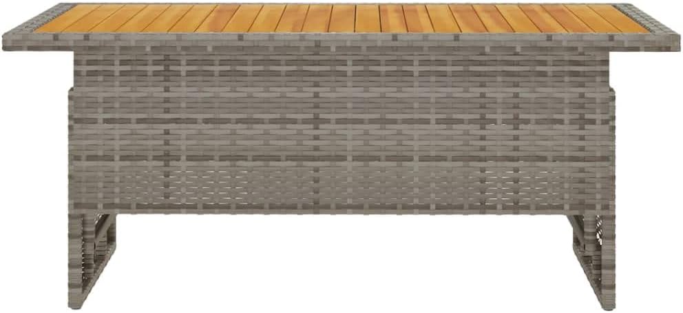 Patio Table ,Outdoor Dining Tables,Dinette Tables,Display Tables,Garden Furniture,Snack Tables,Game Tables,for Patios,Decks,Lawns,Gardens,Gray 39.4"x19.7"x16.9"/24.8" Solid Wood Acacia&Poly Rattan
