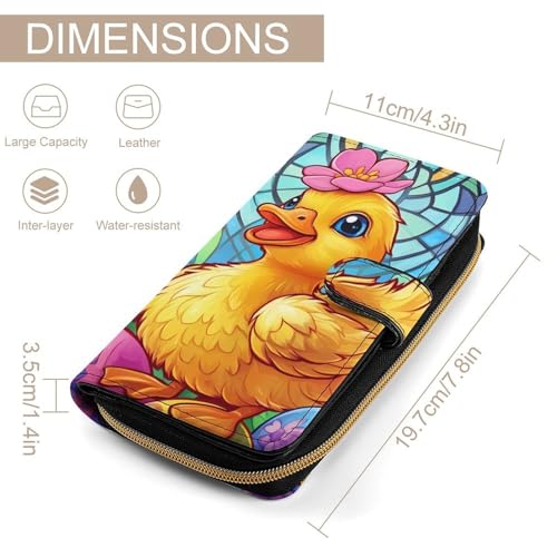 Duck Tulip Flowers Womens PU Leather Wallet Long Purse Clutch Organizer for Office Travel2