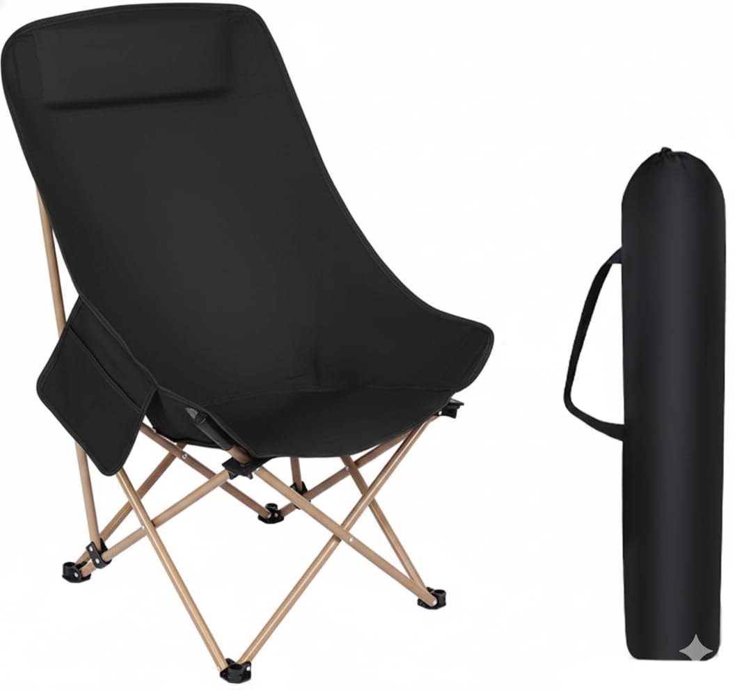 Foldable Camping Chair Lightweight Portable Outdoor Folding Chair for Beach, Garden, Fishing, Picnic – Compact & Durable Camp Chair, Supports