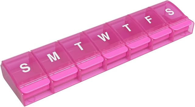 Ezy Dose Weekly 7-Day Pill Organizer, X-Large Medicine Planner, Pink