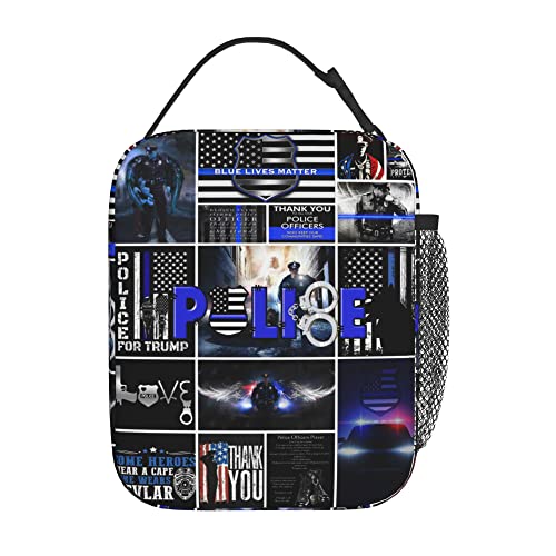 Police Lunch Bags for Work Police Officer Insulated Lunch Box for Man Reusable Lunch Bag with Bottle Holder Cooler Lunchbox for of