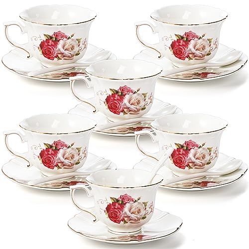 Foraineam Porcelain Rose Tea Cup Set