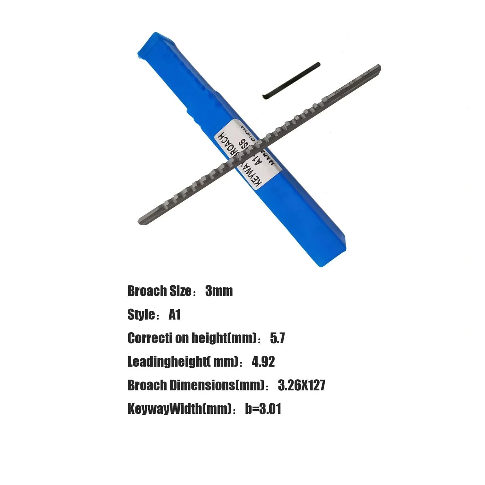 Broccia per chiavetta 2-18 mm A1/B1/C1/D1/E1 Tipo a Spinta, Misure metriche, in Acciaio rapido, Utensili per chiavetta per tornio CNC (A1-3 mm)