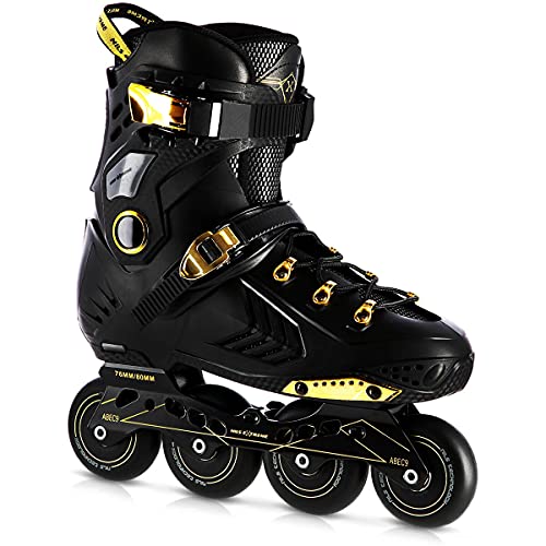 Nils Extreme NA20002 Inline Skates for Men and Women - Inline Skates - ABEC9 Ball Bearings - Roller Blades Adult - 85A Wheels - Roller Skates 37 - Black and Gold