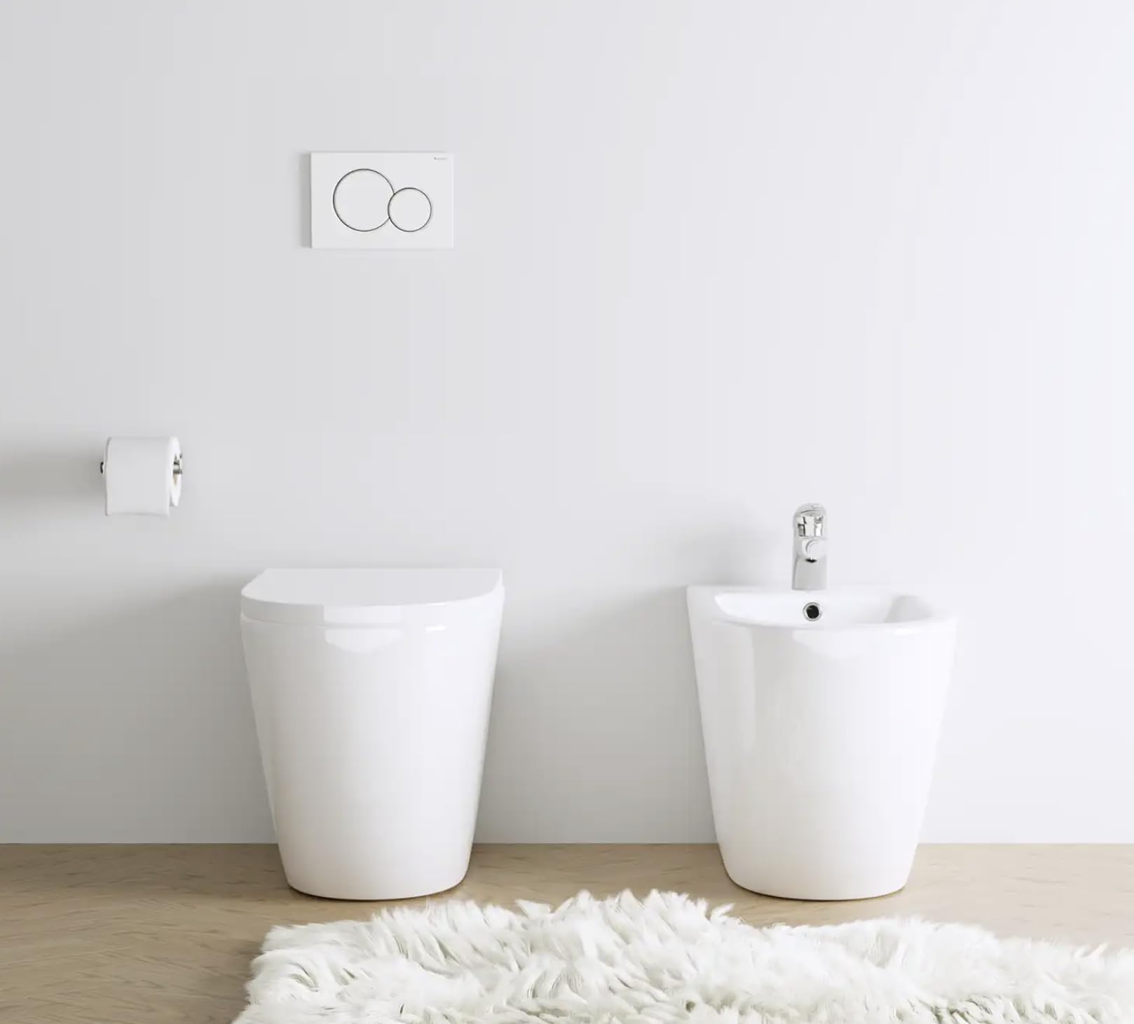 Sanitari filo muro in ceramica vaso + bidet + sedile soft close FELCE
