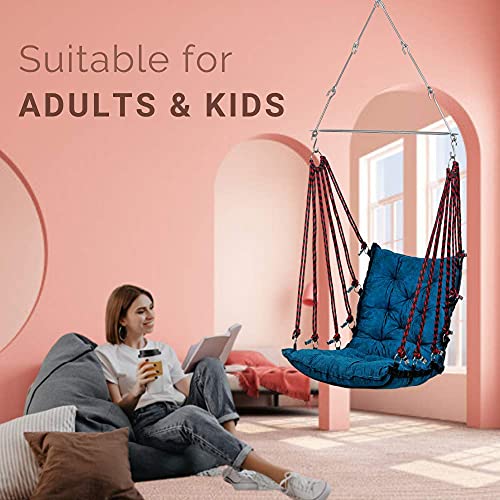 Image of Curio Centre Swing Chair for Balcony /Hammock Swing for Adults /Hanging Swing Chair - (Blue, Free Hanging Accessories)