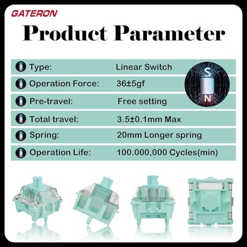 Image of GUYEKS Gateron Magnetic Emperor Switches 36PCS for Magnetic Gaming Keyboard | Linear Factory Pre-Lubed Switches, Freely Adjustable Pre-Travel for Custom Hall Effect Gaming Keyboards