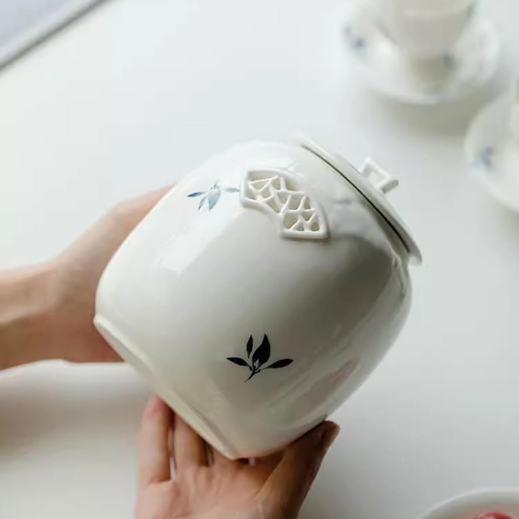 LYGSWDB Zuckerdose, handbemalte Phalaenopsis-Orchideen-Teedose, Keramik-Teelager, Haushalts-Pu'er-Tee-Vorratsdose, versiegeltes Glas, Teedose