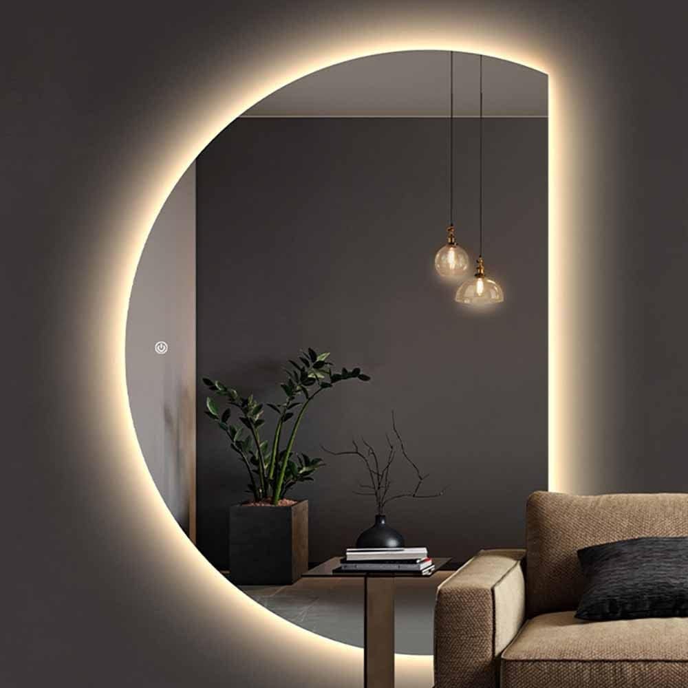 FGXHHS Frameless LED Backlit Wall Mirror with Dimmable Lighting for Home Decor and Dressing