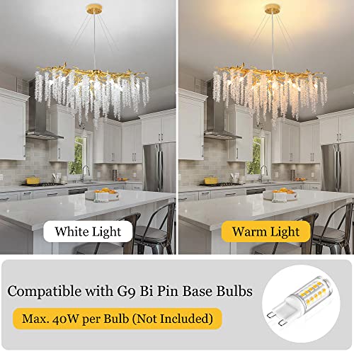 Upfelw Modern Crystal Tree Branch Chandelier, Large Gold Linear Raindrop Indoor Hanging Pendant Light Fixture For Dining Room Kitchen Island Living Room Bedroom 13 Lights L42'' #TOP3