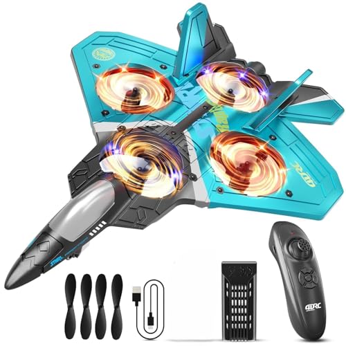 Image of 4D RC V17 RC Airplane for Kids & Adults 4-16 Years, Foam Remote Control Fighter Jet with LED Light, 360 Flip Stunt Plane, Gravity Sensing RC Plane Toy, Easy Fly Outdoor