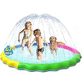 VISTOP Non-Slip Splash Pad for Kids and Dog, Thicken Sprinkler Pool Summer Outdoor Water Toys - Fun Backyard Fountain Play Mat for Baby Girls Boys Children or Pet Dog (67 inch, Red&Yellow&Green&Blue)