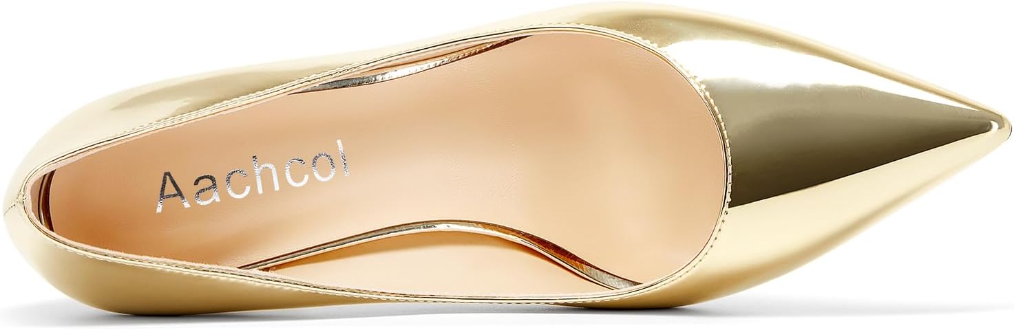 Aachcol Women Pumps Pointed Toe Slip on Mid Heel Dress Office Chunky Block Heels Shoes 3 Inches - Image 5