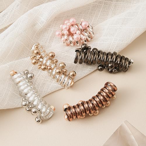 Sleepy Tie Spiral Hair Ties for Women & Girls No Damage Soft Elastic Scrunchies for Ponytails Phone Cord Hair Bands 5Pcs Assorted Colors SP-1