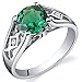 Simulated Emerald Cathedral Ring Sterling Silver Size 7