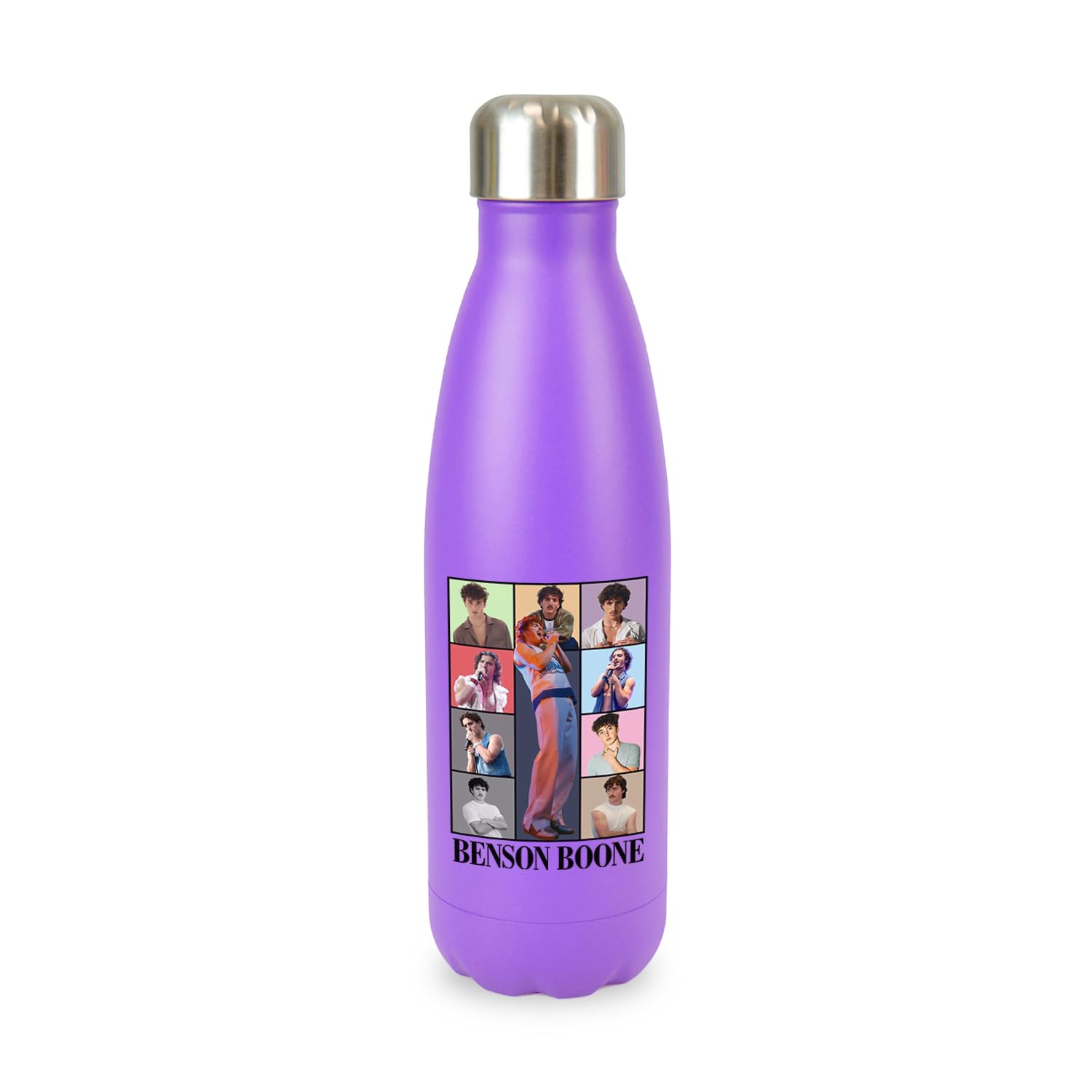 New Spirit Original Purple Boxes Design Benson Boone, Screw Top Lid Stainless Steel Water Bottle Drinks Cup Water Bottle Refill Cute Fun Explore Travel