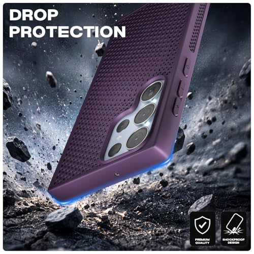 Image of Pikkme Back Cover for Samsung Galaxy S23 Ultra 5G | Honeycomb Cooling Design | Silicone Heat Dissipation | Mag-Safe Compatible | Shockproof Camera Protection Bumper Case (Purple)