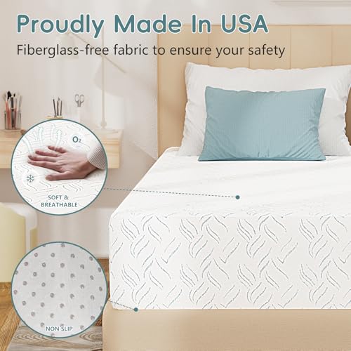 Image of Twin Mattress, Colchones Twin 12 Inch Memory Foam Mattress Bed in a Box | Medium Firm, Made in USA, Pressure Relieving, Cooler Sleep, Fiberglass Free, CertiPUR-US Certified, Washable Removable Cover
