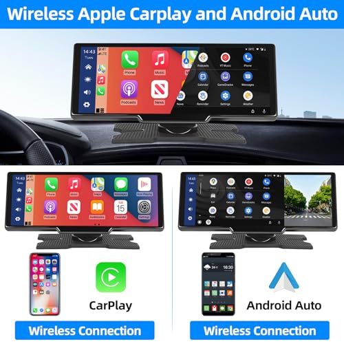 Podofo 10,26 Pouces Stéréo de Voiture Portable | Bluetooth/Transmetteur FM/AUX/TF Carte | Écran Tactile 7-32V | Assistan