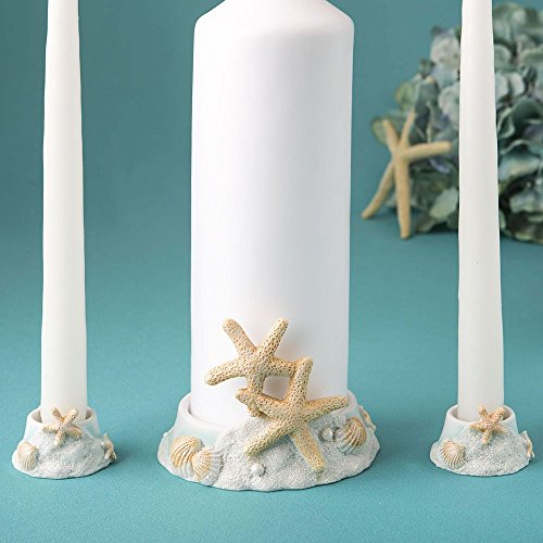 Fashioncraft, Beach Wedding Decoration, Ceremony Unity Candle Holder, Starfish Seashell Nautical Theme, Polyresin