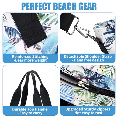 Beach Bags for Women, Large Waterproof Sandproof Swim Pool Bag with Dry Wet Seperated Pocket Utility Tote Bag 5