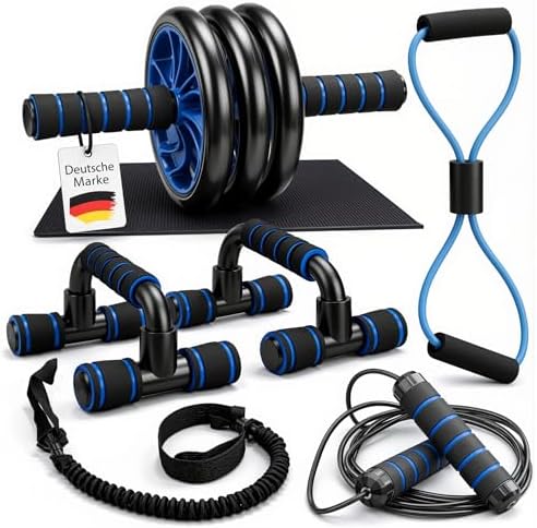 Bauchroller 7-in-1 Fitness Set AB Wheel Liegestützgriffe Push Up ...