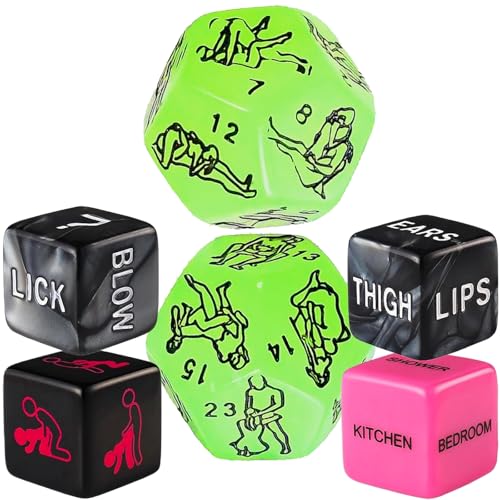 Couples Sex Dice Sex Game Adult Sex Games Dice with Positions Body Parts Actions & Locations Glow in The Dark Naughty Dice Sex Toys for Date Night Romantic Bedroom Game Gift Sex Cards for Couple