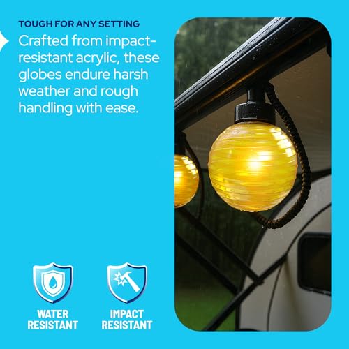 Image of KASTLITE 6 inch Globe Light Bulb Cover with 3.25 inch Fitter Neck - Acrylic Plastic Replacement for Ceiling Lamp Shades, Outdoor Mood Lighting Fixtures & Camper Awning Lights - Smoke, Ribbed