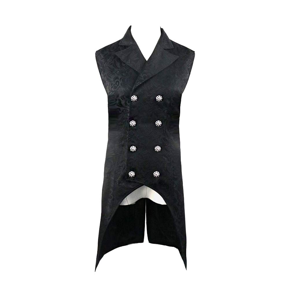 Chaleco gótico para hombre BaronHong de brocado medieval steampunk con corte cruzado 2