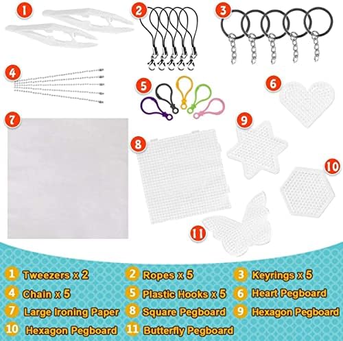 Meland Fuse Beads Kit - 11000pcs 36 Colors Iron Beads Set for Kids with 5 Pegboards, 2 Tweezers, Ironing Paper, Chain Accessories for DIY Crafts