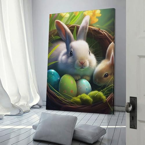 Toile Lapin de Pâques pour Ambiance Cosy Salle de Bain