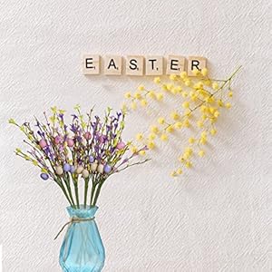 Easter Egg Stems,6pcs 17in/43cm Egg Picks with Forsythia Flowers for Flower Arrangement Vase Easter Decor Easter Egg Stems6pcs 17in43cm Egg Picks with Forsythia Flowers for Flower Arrangement Vase Easter Decor